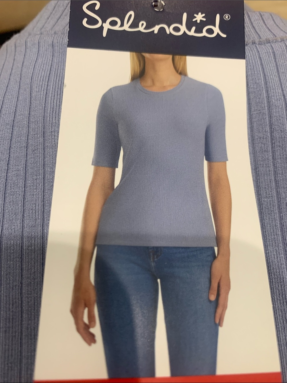 Splendid Light Blue Short Sleeve Ribbed Crewneck Top